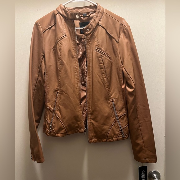 NORDSTROM GUESS brown fitted leather jacket - Picture 1 of 4